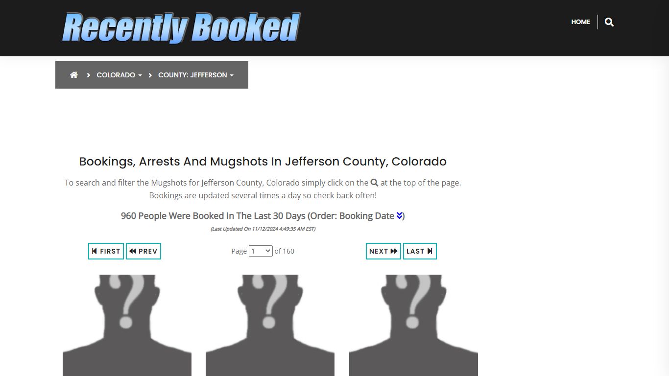 Bookings, Arrests and Mugshots in Jefferson County, Colorado