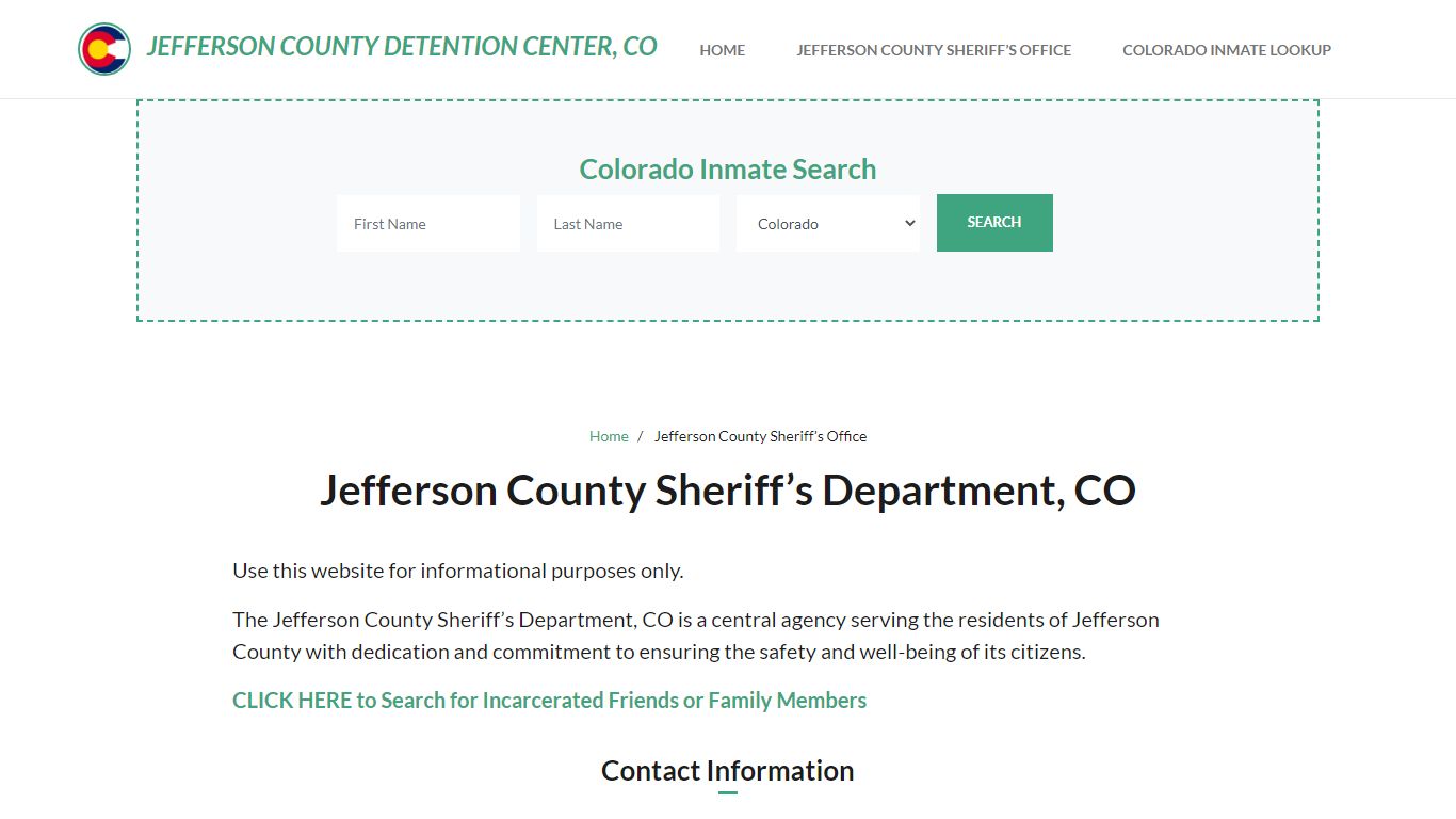 Jefferson County Sheriff Department, CO Arrests, Warrant Lookup